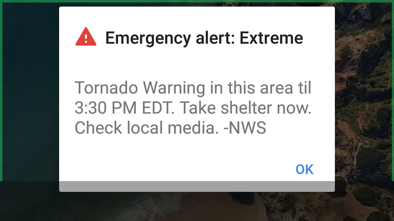 Phone and weather radio used to receive official emergency alerts