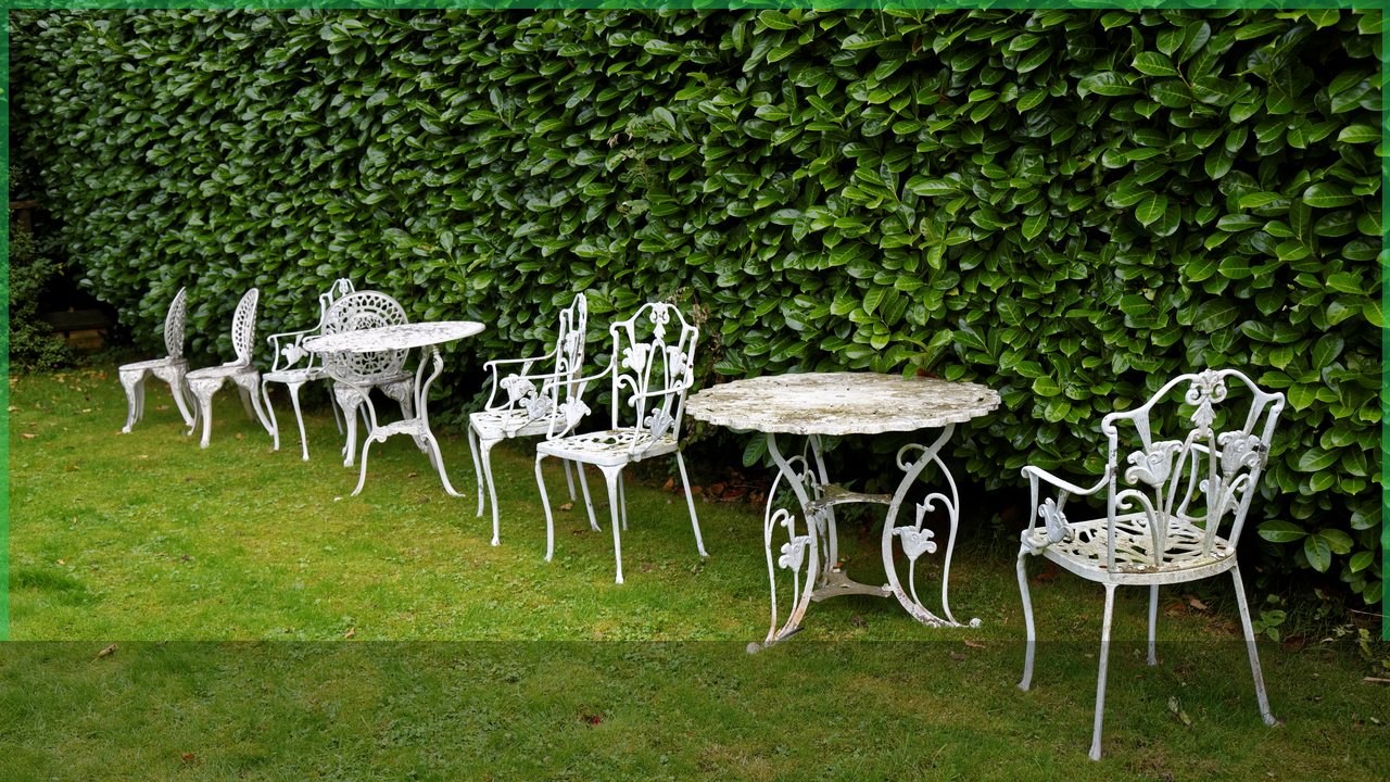Outdoor furniture prepared and secured before high winds