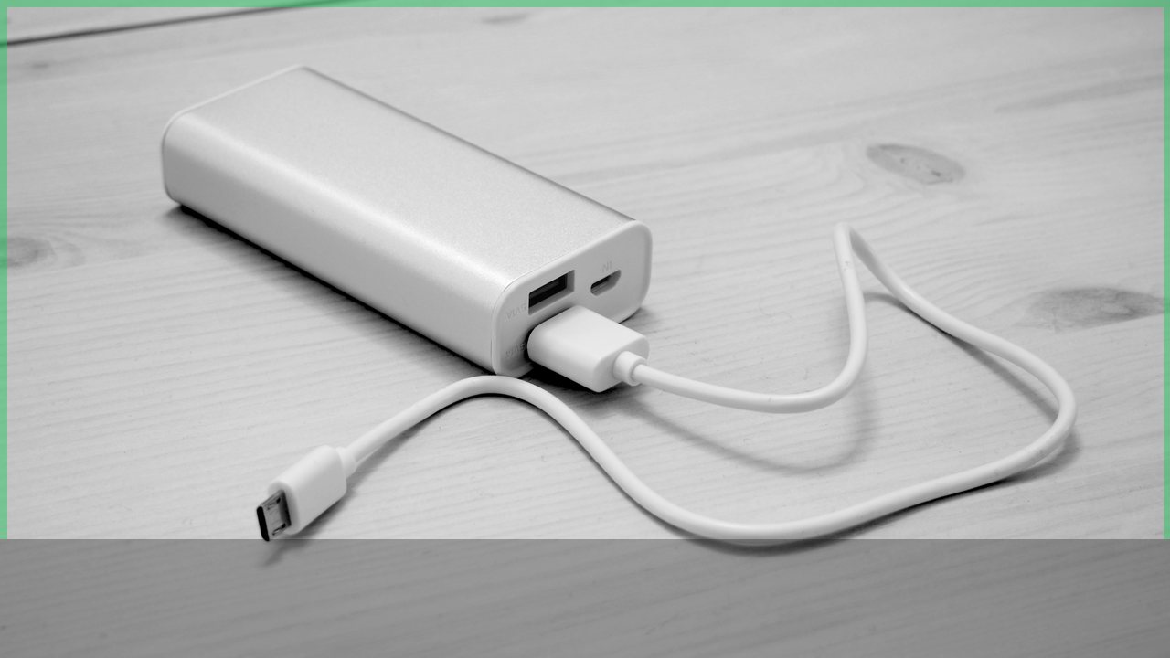 Power bank and phone charging setup during a power outage