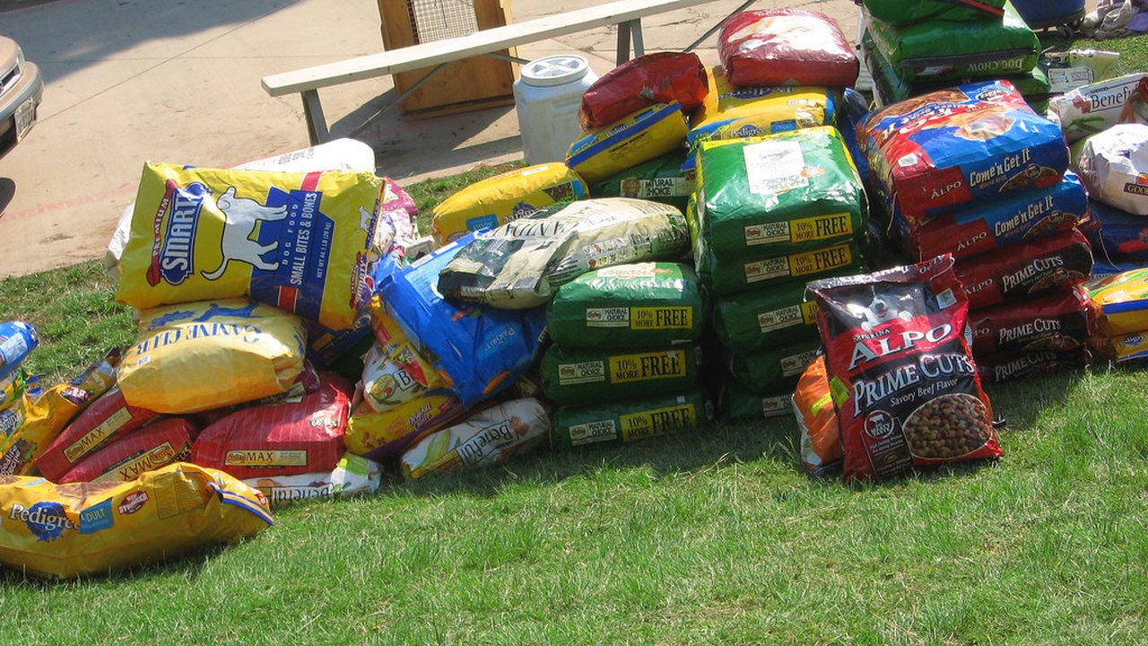 Dog food supplies prepared during an emergency evacuation