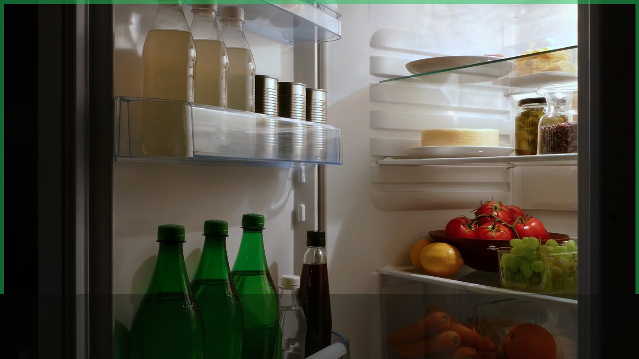 Open refrigerator with food to check after a power outage
